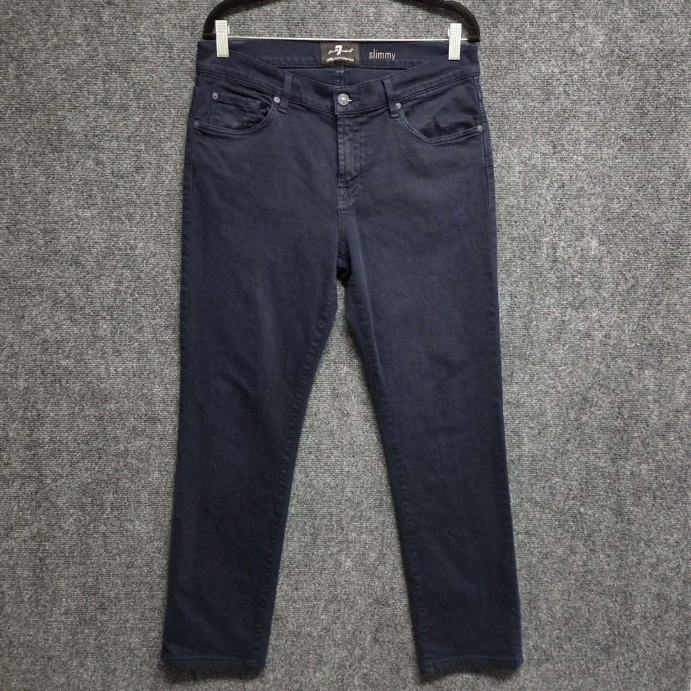 7 For All Mankind Slimmy Jeans Mens 32x29 Navy Blue Luxe Performance Denim